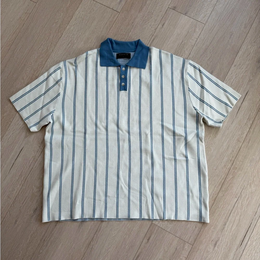 Richie Le Collection | Knit Stripe Collar SS Shirt - Picture 4 of 7